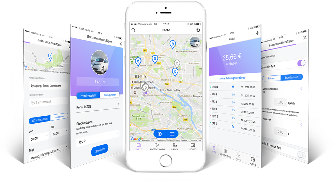 share & charge screens
